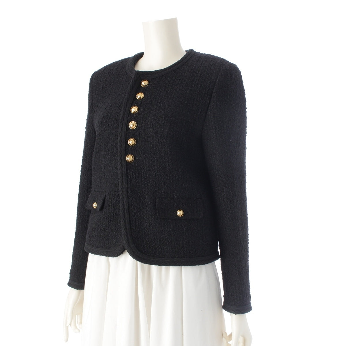 CELINE wool Tweed with gold buttons and a logo No color jacket 2V54Q764L.38NO black 36