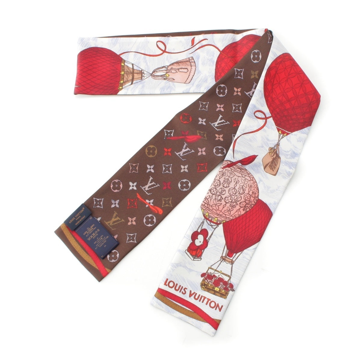 LOUIS VUITTON Monogram Up and Away silk Bando scarf M78442 Brown multicolor