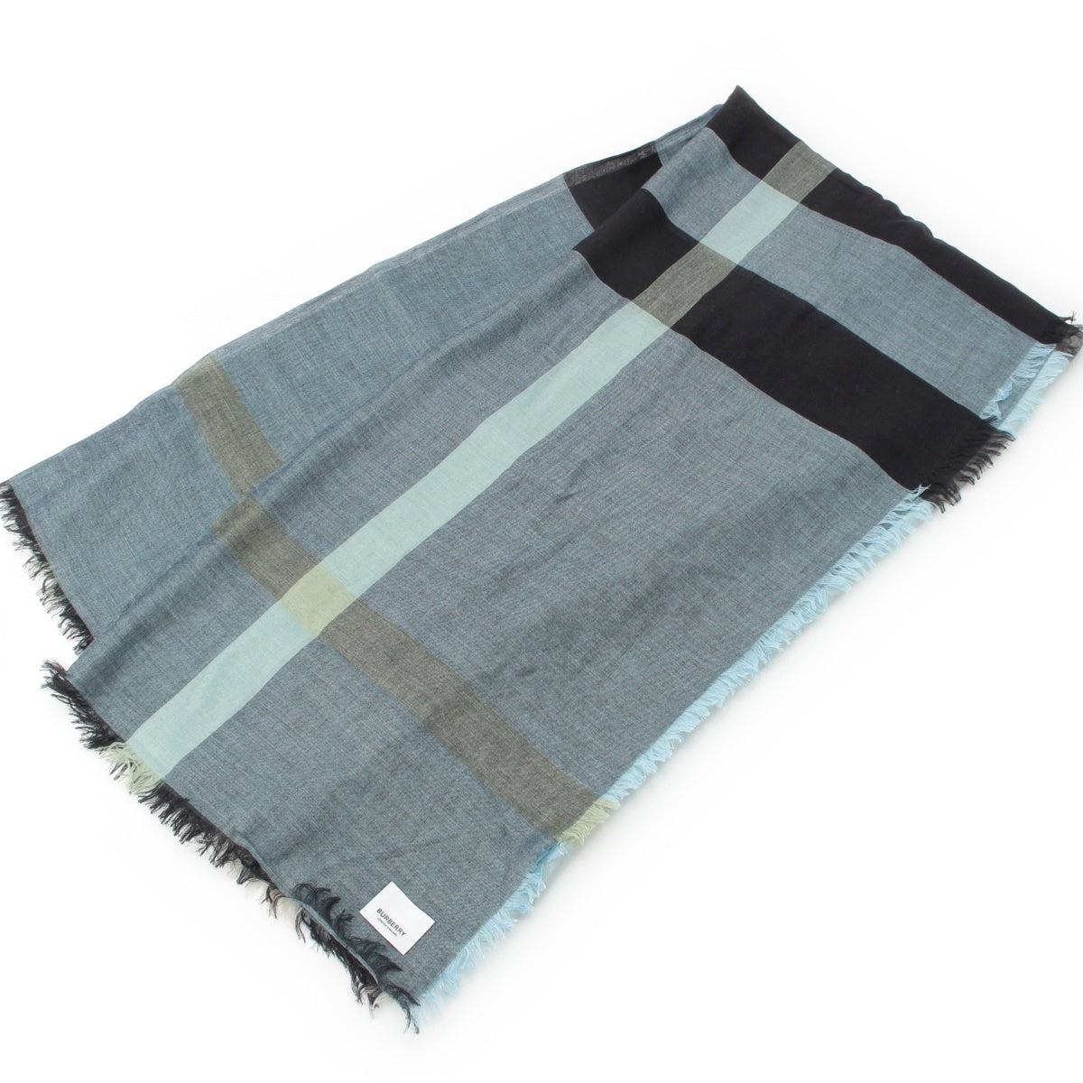 BURBERRY Modal Wool check Scarf Stall 4050476 blue black multicolor