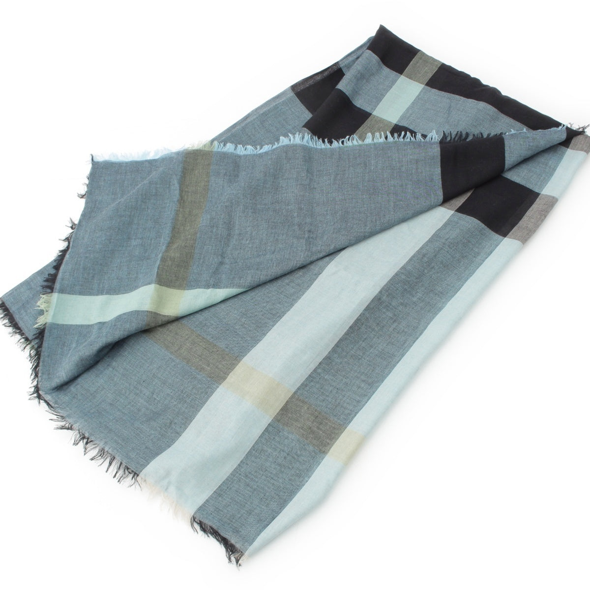 BURBERRY Modal Wool check Scarf Stall 4050476 blue black multicolor