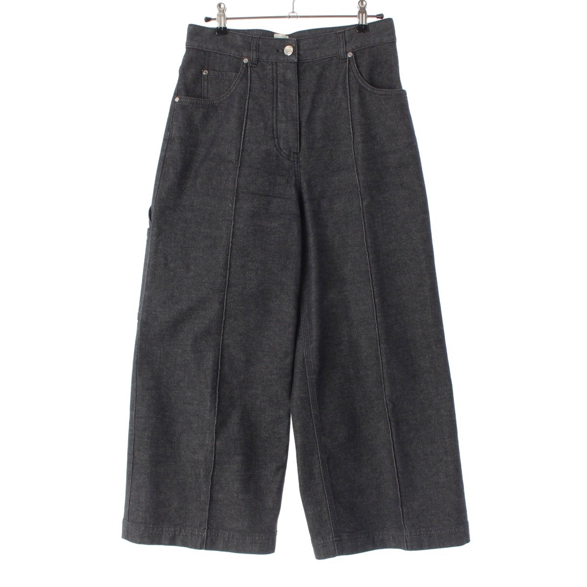 HERMES Cotton, Cowhide, Denim Serie button Pants Bottoms 2E0453DQ Dark Indigo Navy 36