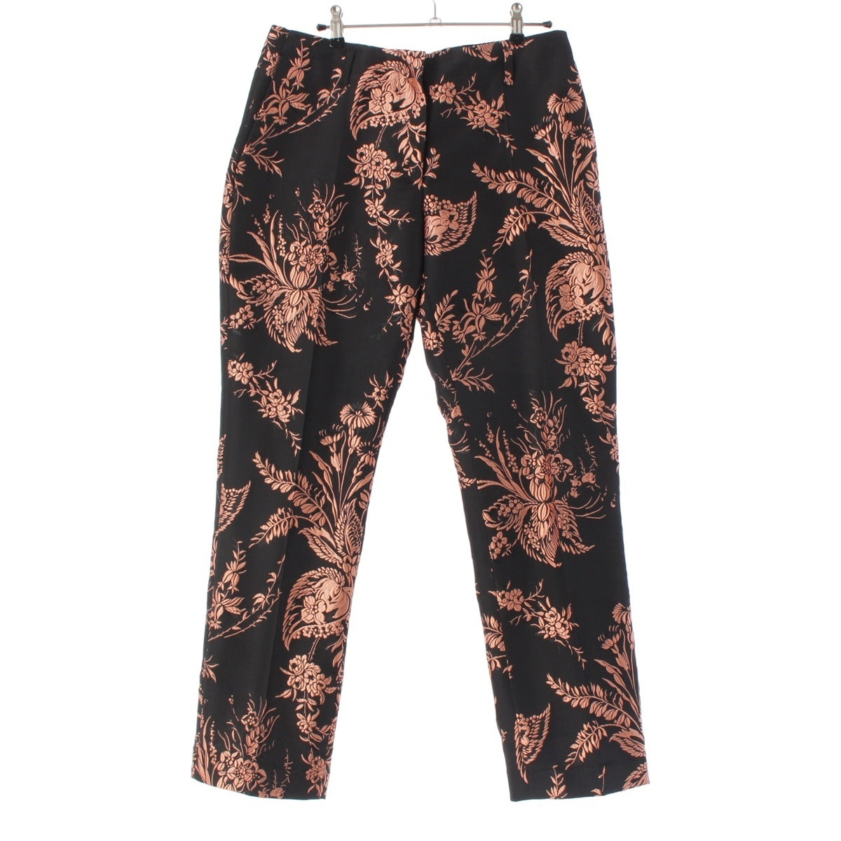 DRIES VAN NOTEN Floral embroidered slacks Pants Bottoms Black x pink 38