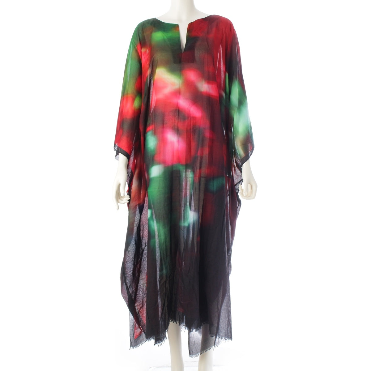 DRIES VAN NOTEN cotton Kaftan one piece dress Red x green