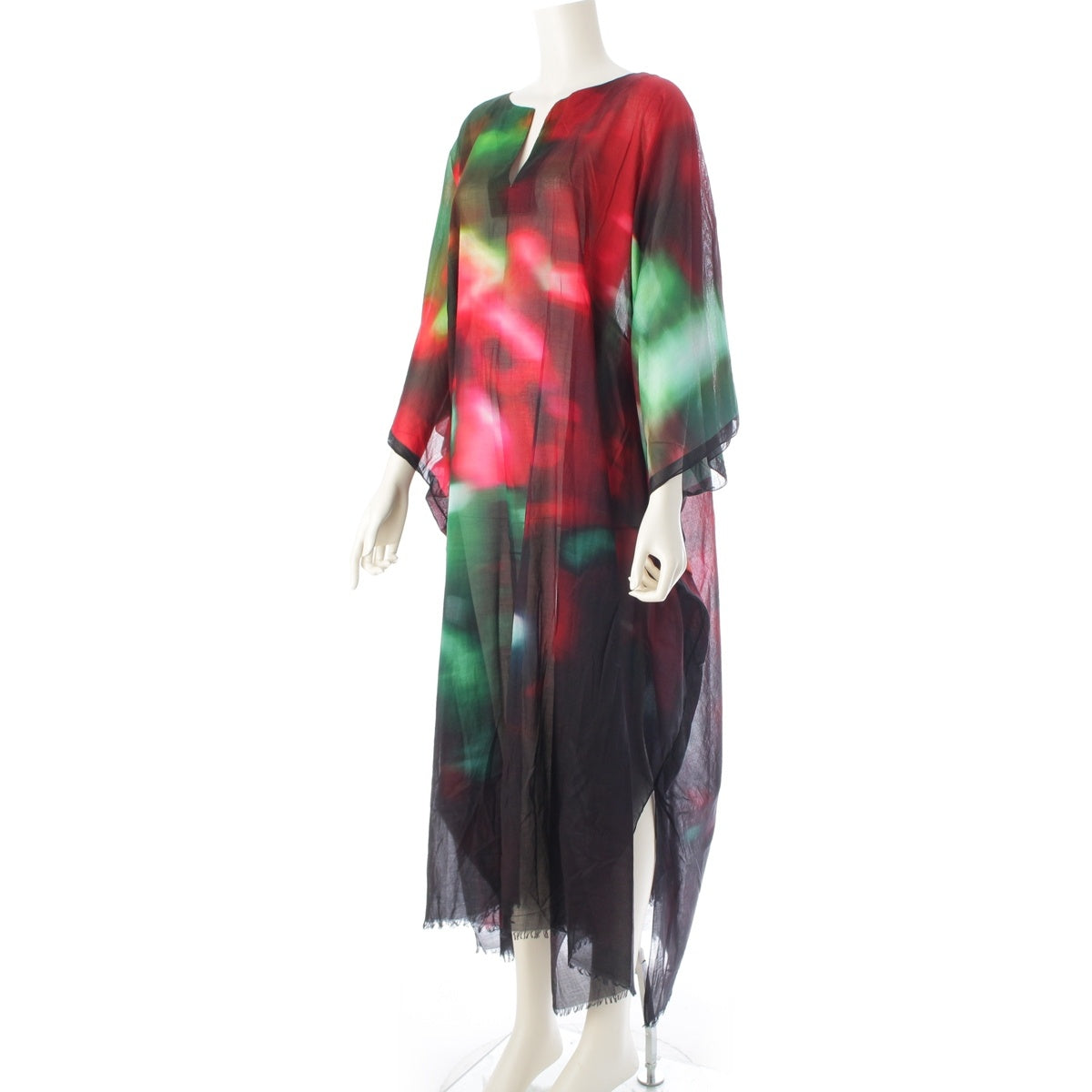 DRIES VAN NOTEN cotton Kaftan one piece dress Red x green