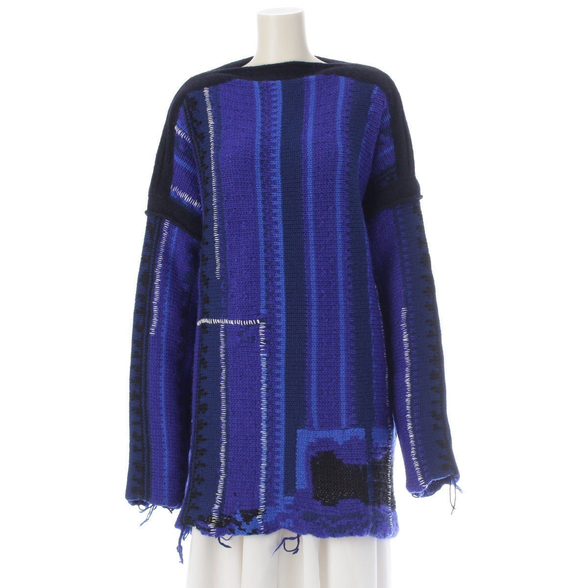 ACNE STUDIOS wool boat neck knit sweater blue XS