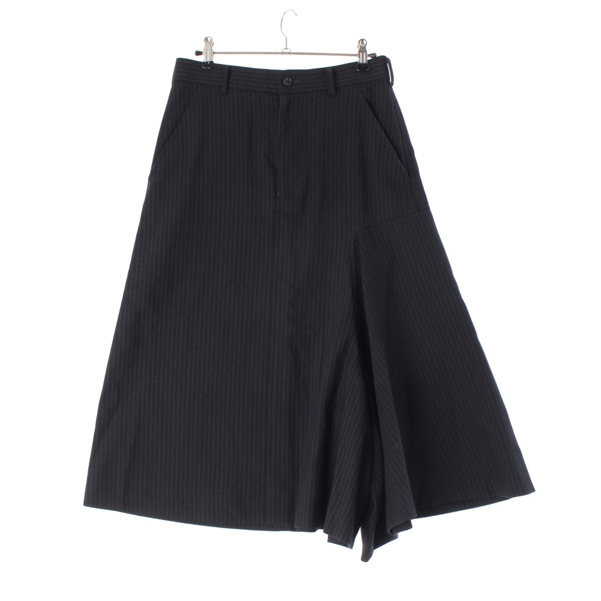 COMME des GARCONS wool Stripe Deformed Flare skirt Knee length GN-P015 Navy black XS