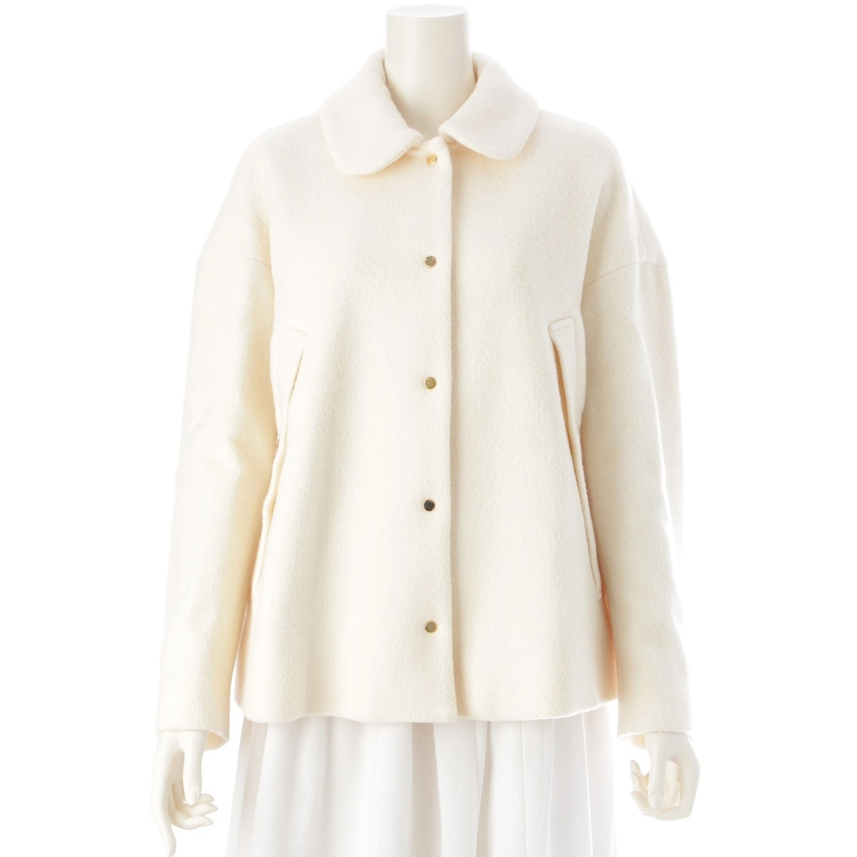 SEVEN TEN by miho kawahito Wool Mosser half tailored jacket 6A610 Ivory S