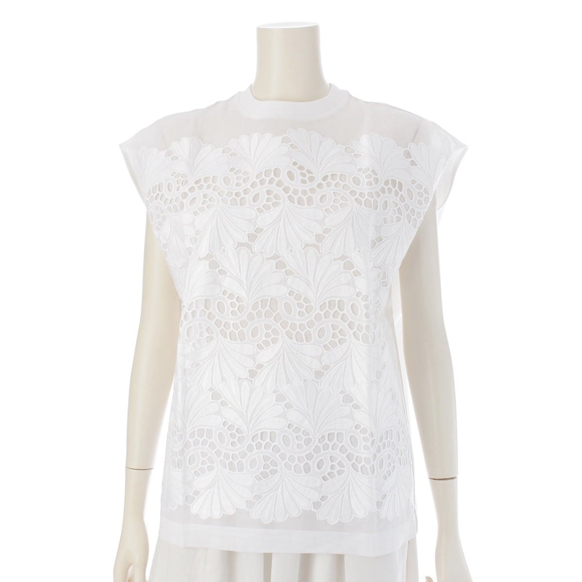 Drawer Sleeveless lace with floral embroidery Cut 6517-206-0665 white 1
