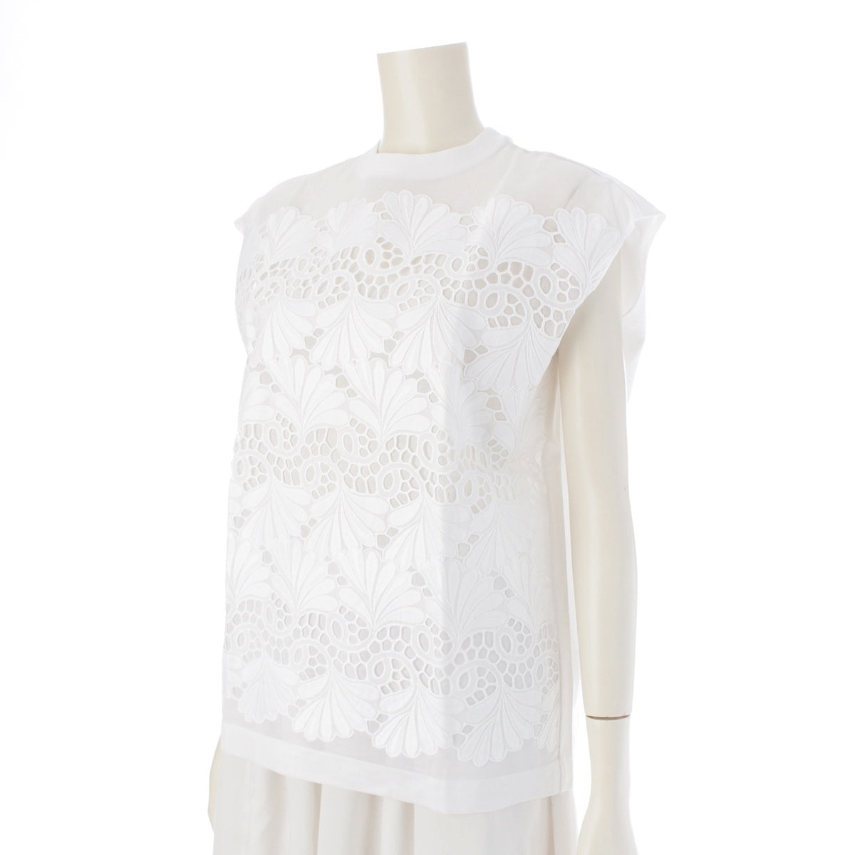 Drawer Sleeveless lace with floral embroidery Cut 6517-206-0665 white 1