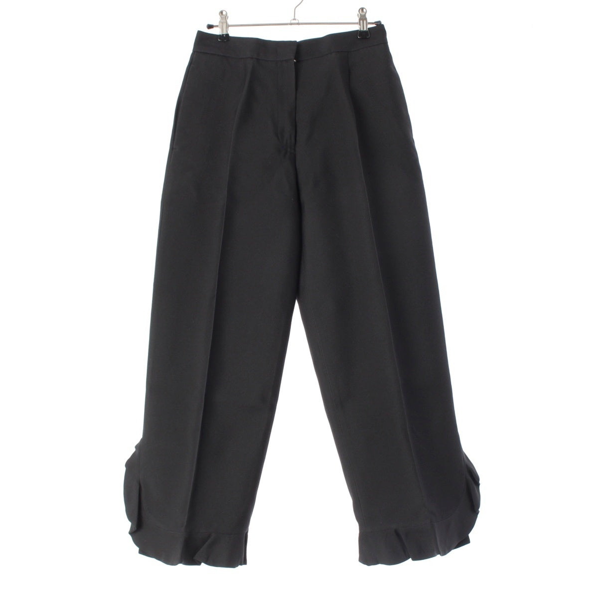 JIL SANDER nylon silk Ruffle slit Pants JSPU314200 black 32