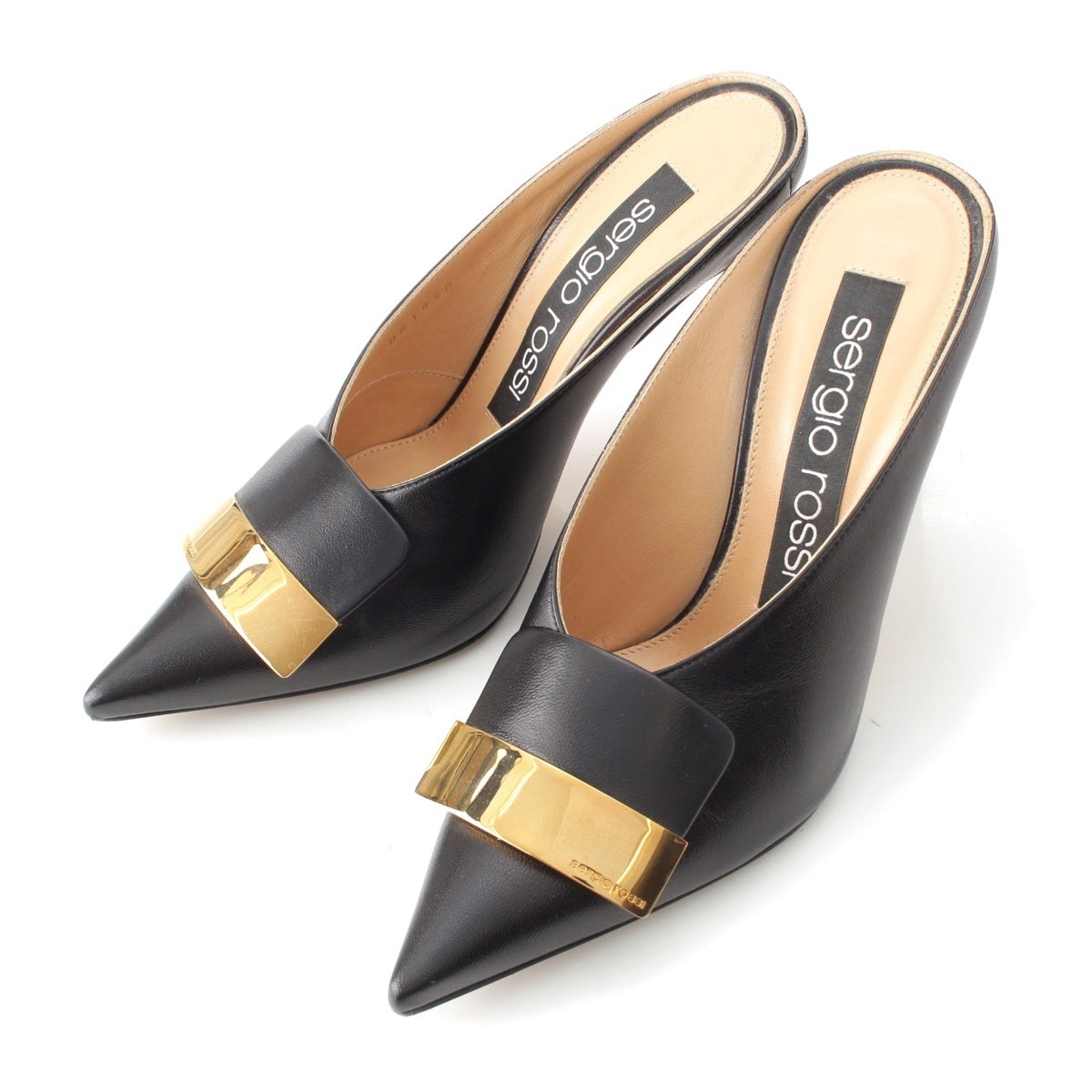 Sergio Rossi sr1 leather Mule black 34 1/2