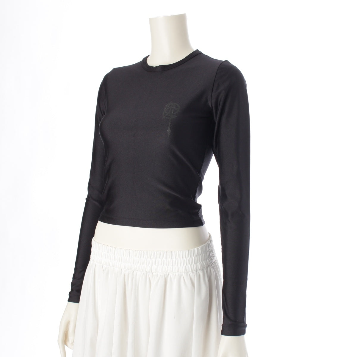 JEAN-PAUL GAULTIER ARROW JPG LOGO Arrow JPG Logo Gothic Stretch Cropped Long T-Shirt tops black 40