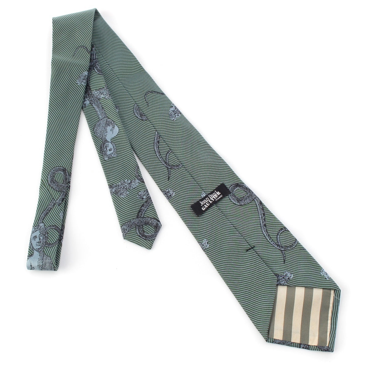 JEAN-PAUL GAULTIER Jean Paul Gaultier Homme silk Venus tie Green light blue