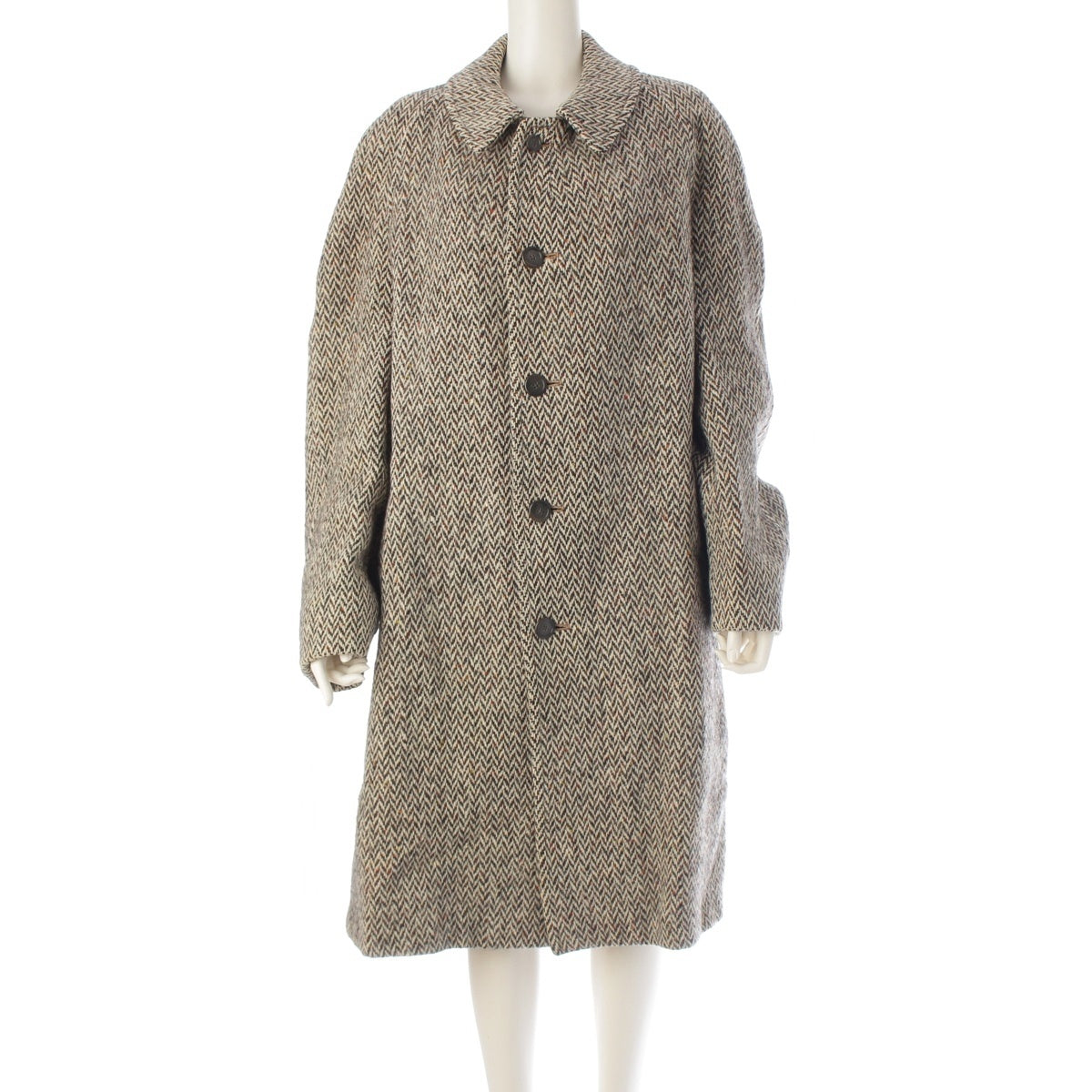 BURBERRY Irish Tweed Balmacaan Herringbone coat Multi 44
