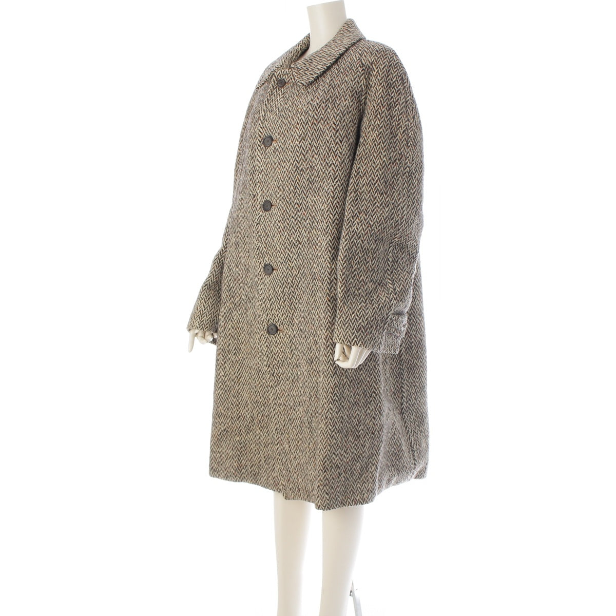 BURBERRY Irish Tweed Balmacaan Herringbone coat Multi 44