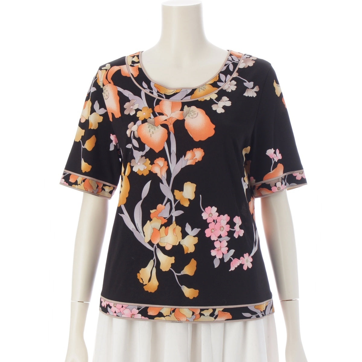 LEONARD Cancan material, short sleeves Cut Black x orange L