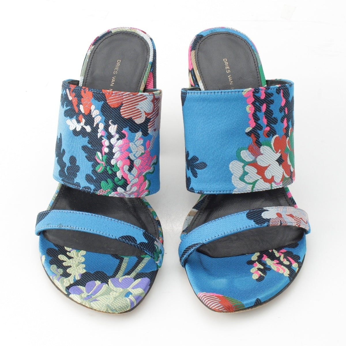 DRIES VAN NOTEN Floral pattern flower heels Sandals shoes Blue 36