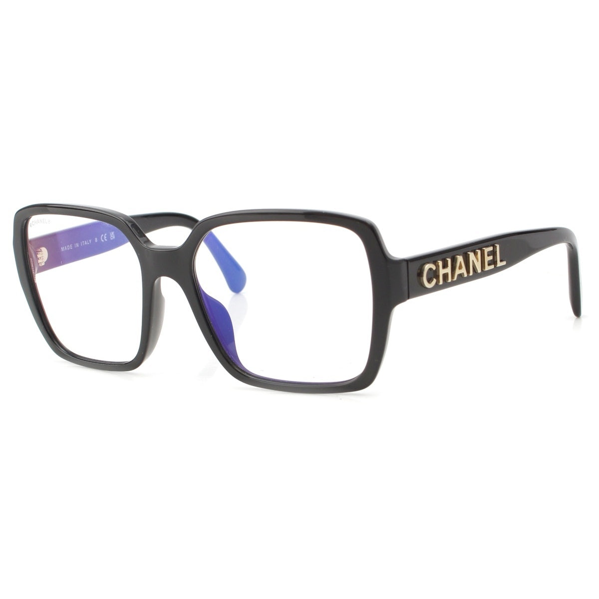 CHANEL plastic Side logo square shape sunglasses 5408-A black 56□17