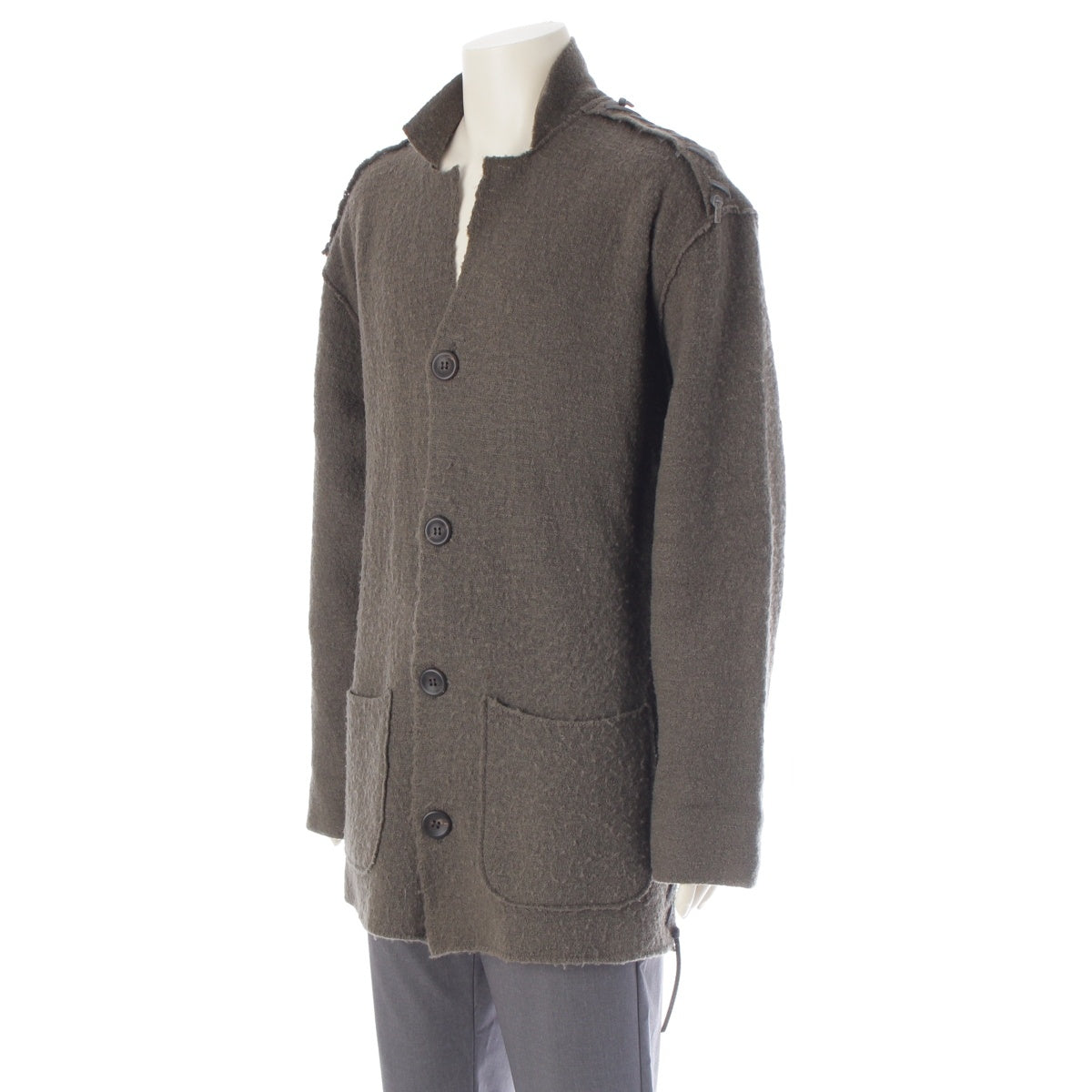 ISSEY MIYAKE wool Leather knitting, felting, knitwear Jacket Cardigan, outerwear gray 4