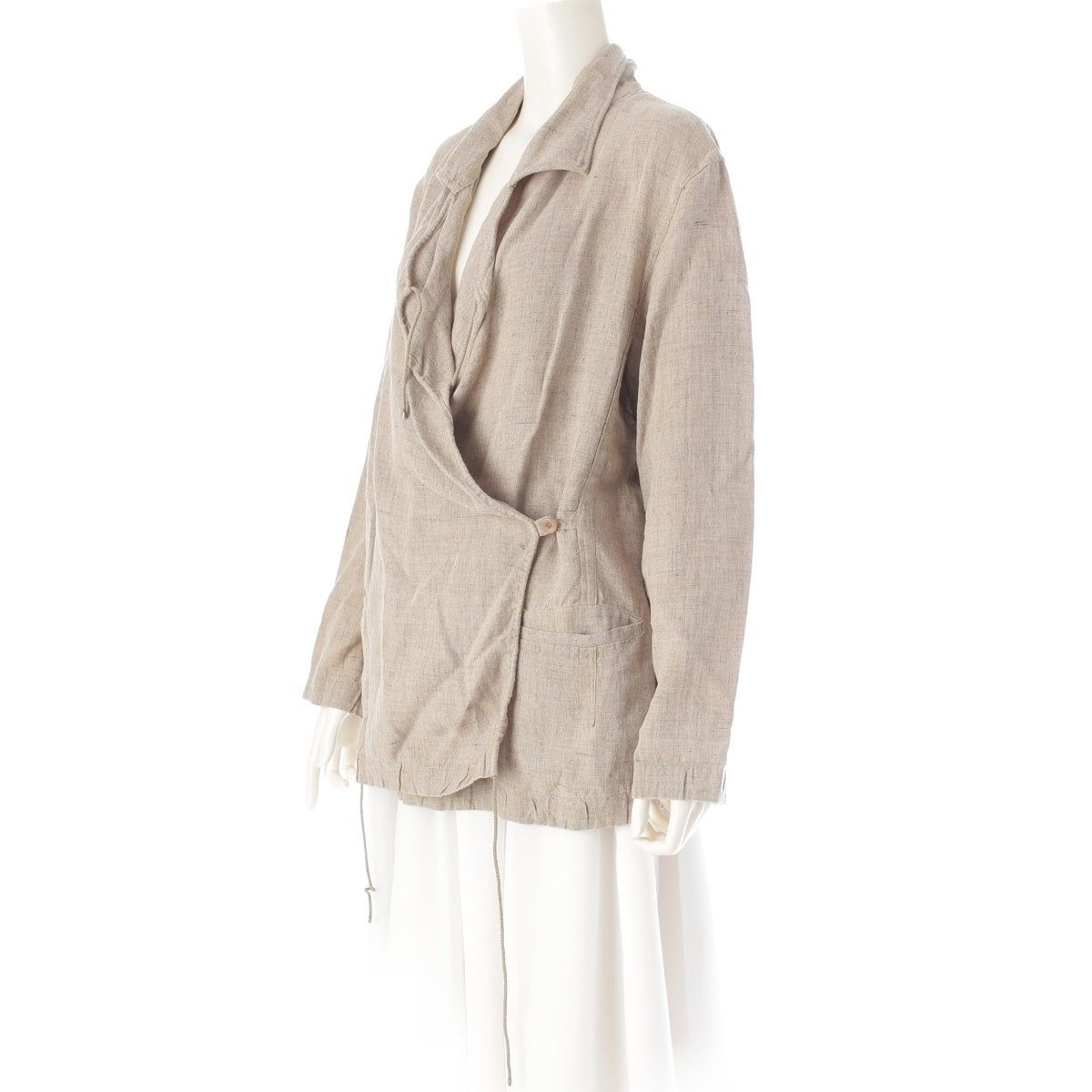 ISSEY MIYAKE linen Deformation Blouson Jacket outerwear IM91FD037 beige L