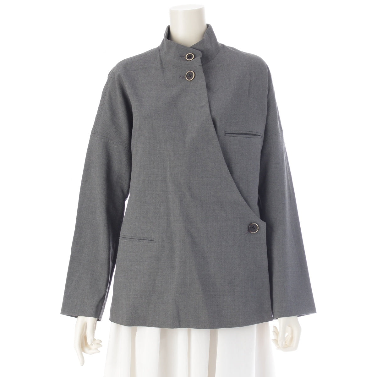 ISSEY MIYAKE Wool rayon Trim button Transform Jacket outer IM33-FD021 gray M