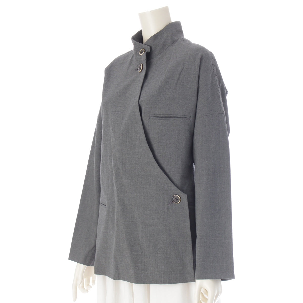 ISSEY MIYAKE Wool rayon Trim button Transform Jacket outer IM33-FD021 gray M