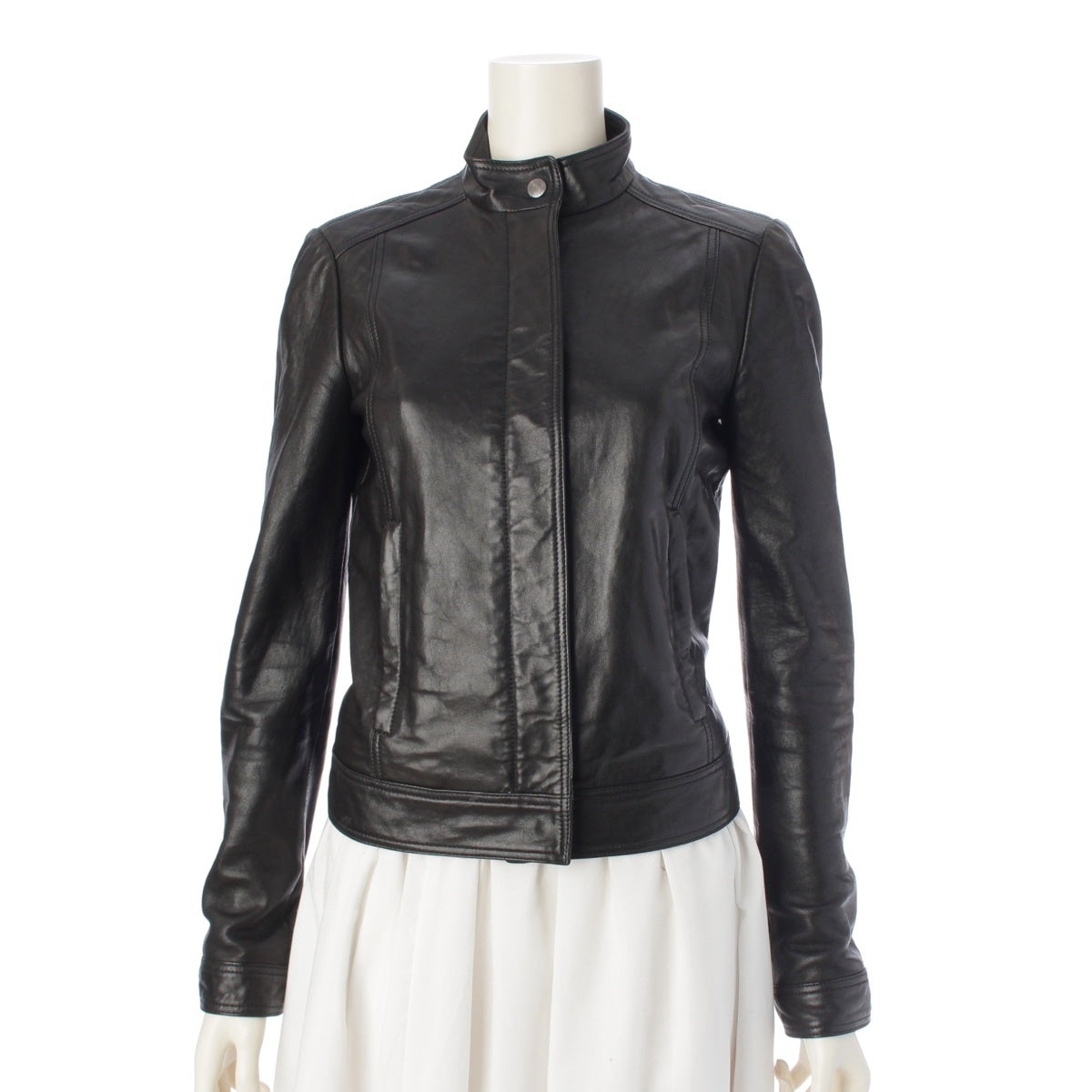 GUCCI Lamb leather single Riders jacket 290487 Black with red lining 36