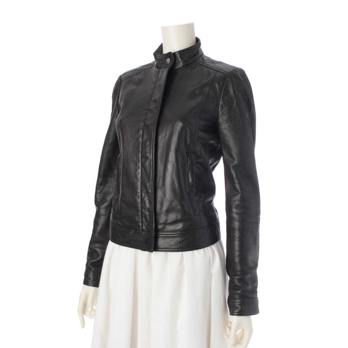 GUCCI Lamb leather single Riders jacket 290487 Black with red lining 36