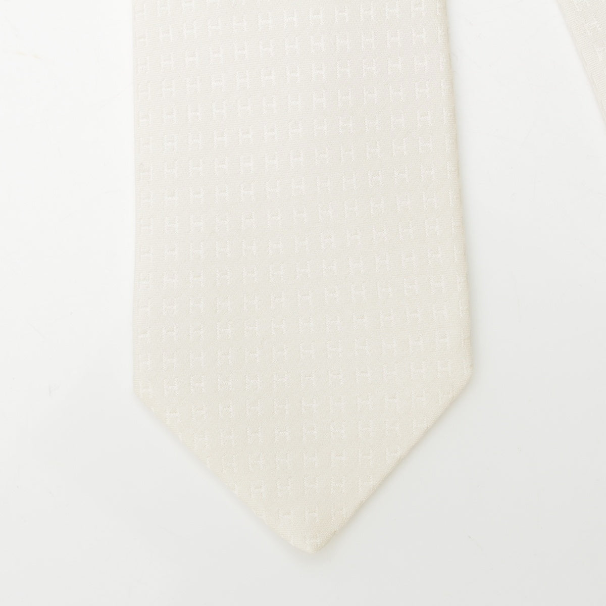 HERMES silk H logo tie white