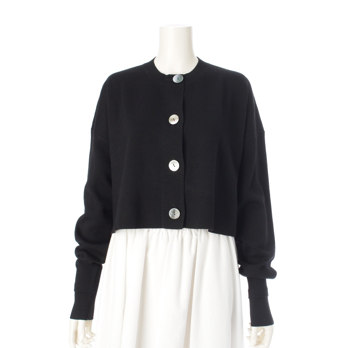 ENFOLD wool Shell Button Big Button Short cardigan 300IS270-0691 black 38