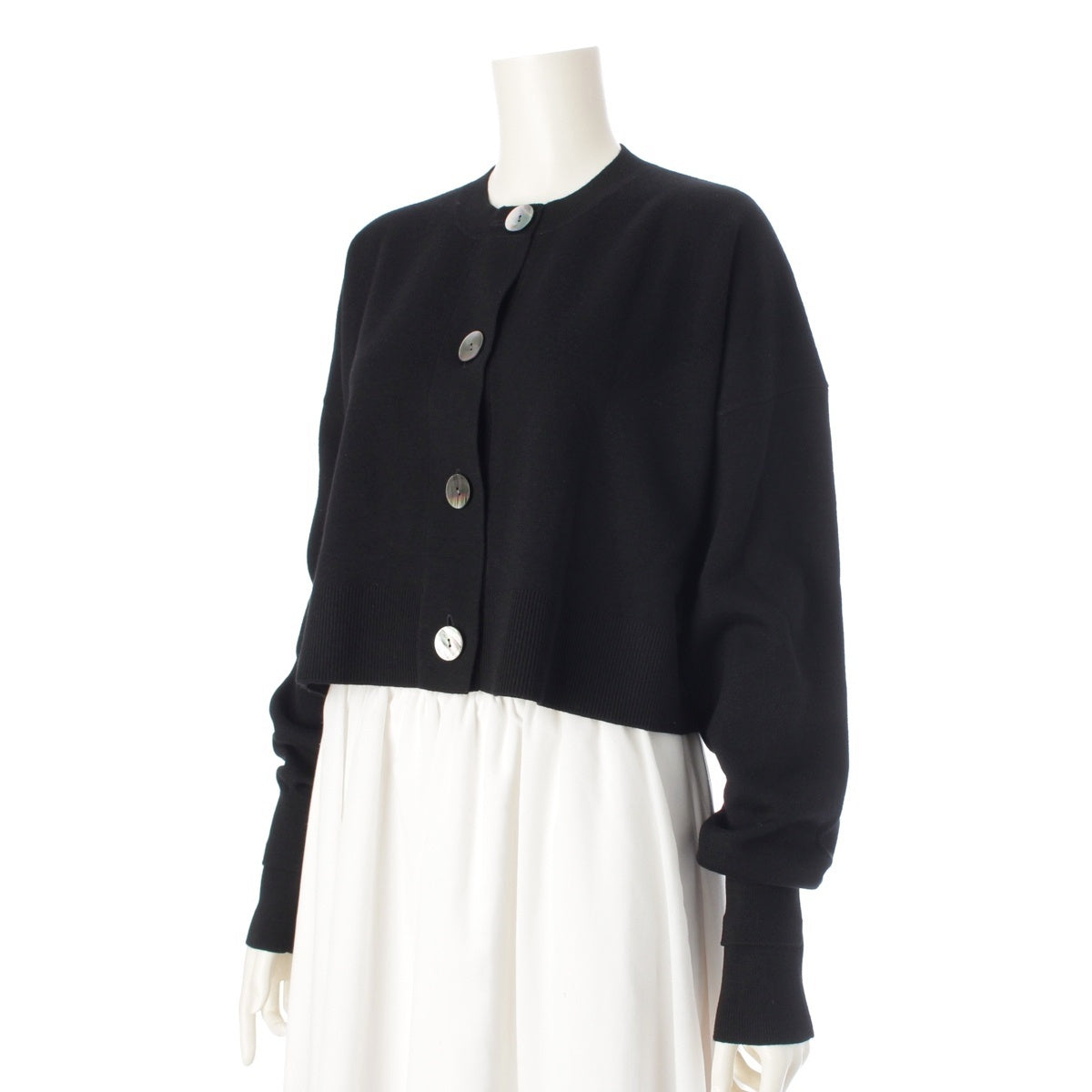 ENFOLD wool Shell Button Big Button Short cardigan 300IS270-0691 black 38