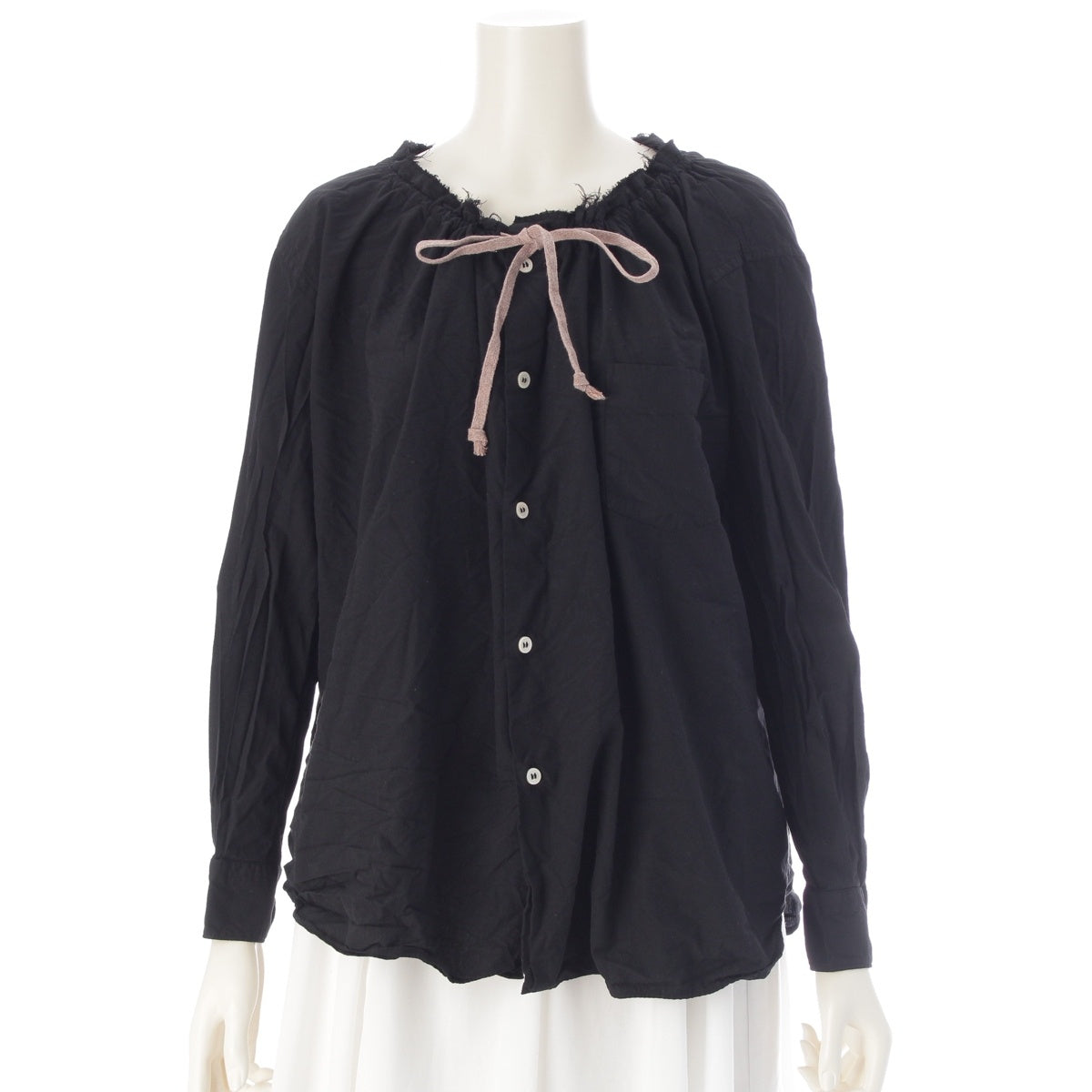 COMME des GARCONS COMME des GARCONS ComCom Gathered Neck Long Sleeve blouse tops RK-B021 black XS