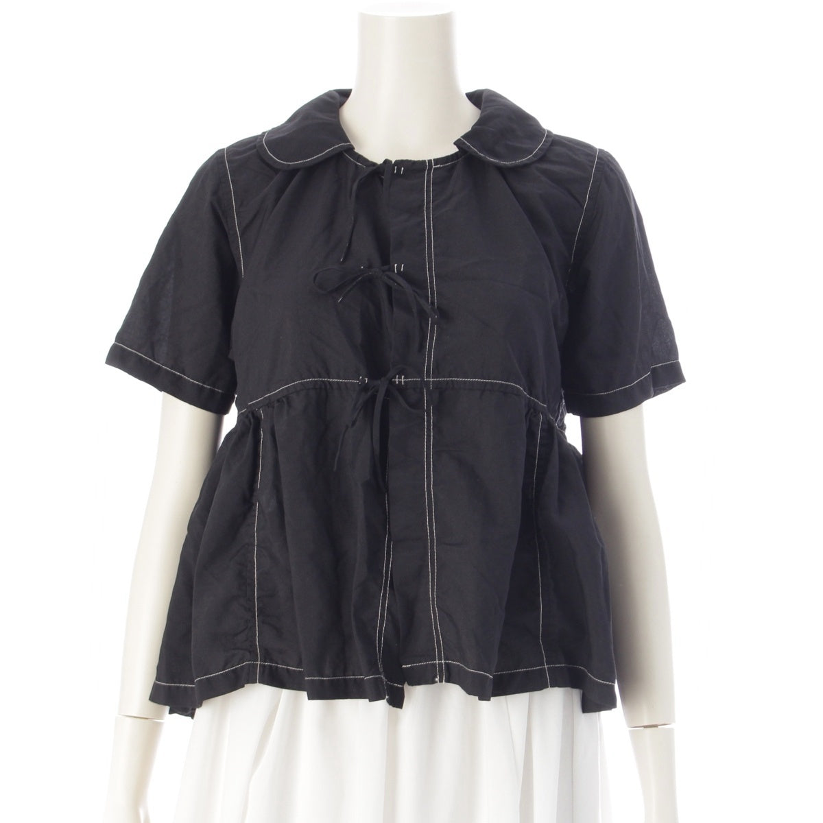 COMME des GARCONS COMME des GARCONS Comme Comme Ribbon Short Sleeve blouse tops RQ-B001 black XS