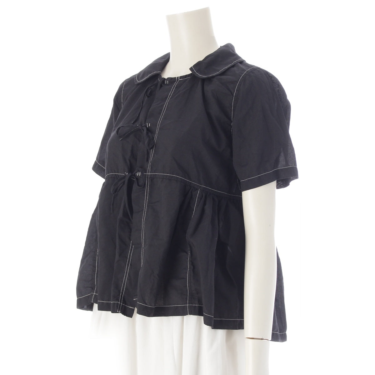 COMME des GARCONS COMME des GARCONS Comme Comme Ribbon Short Sleeve blouse tops RQ-B001 black XS