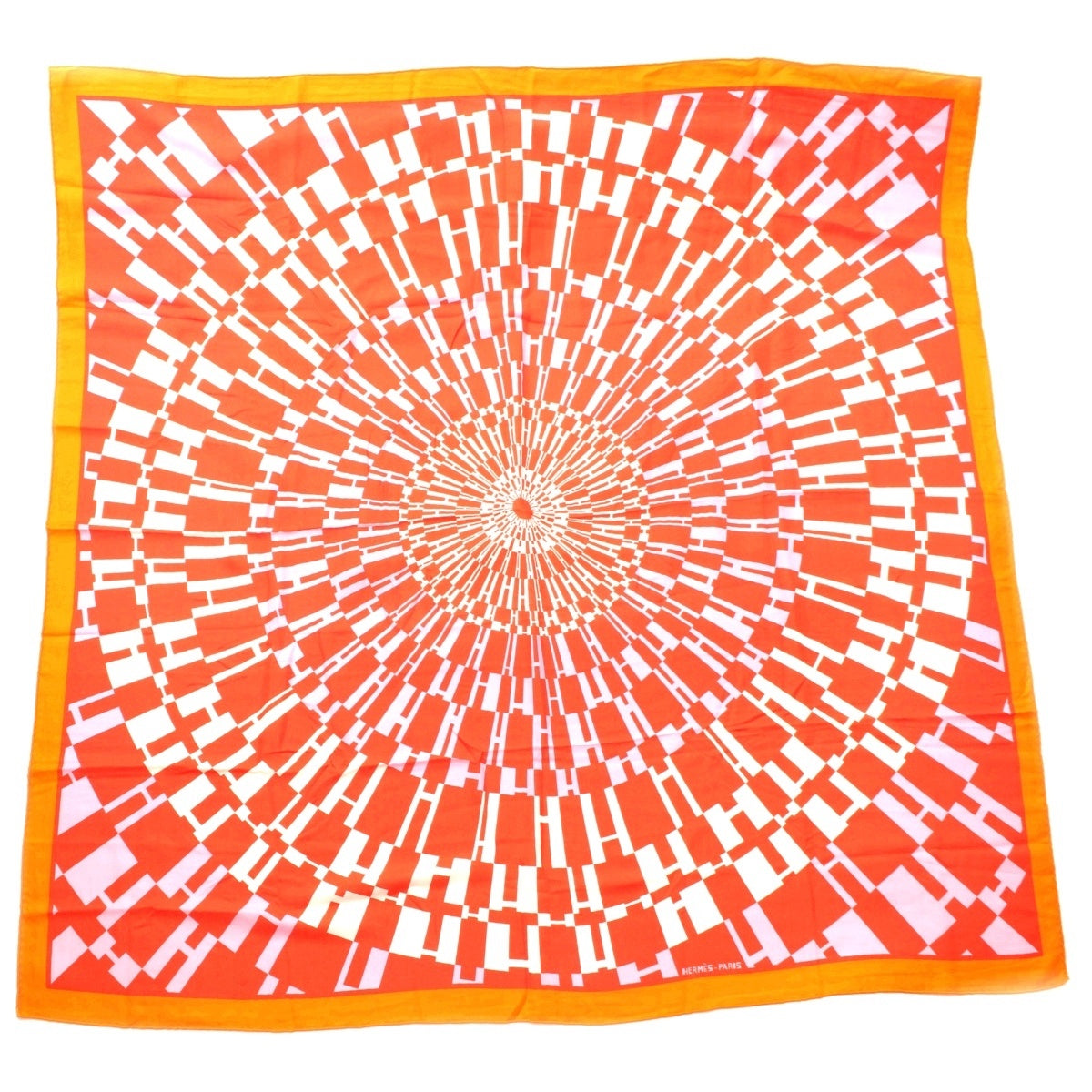 HERMES Calegean 140 cashmere silk OPH Op HH logo Stall Orange