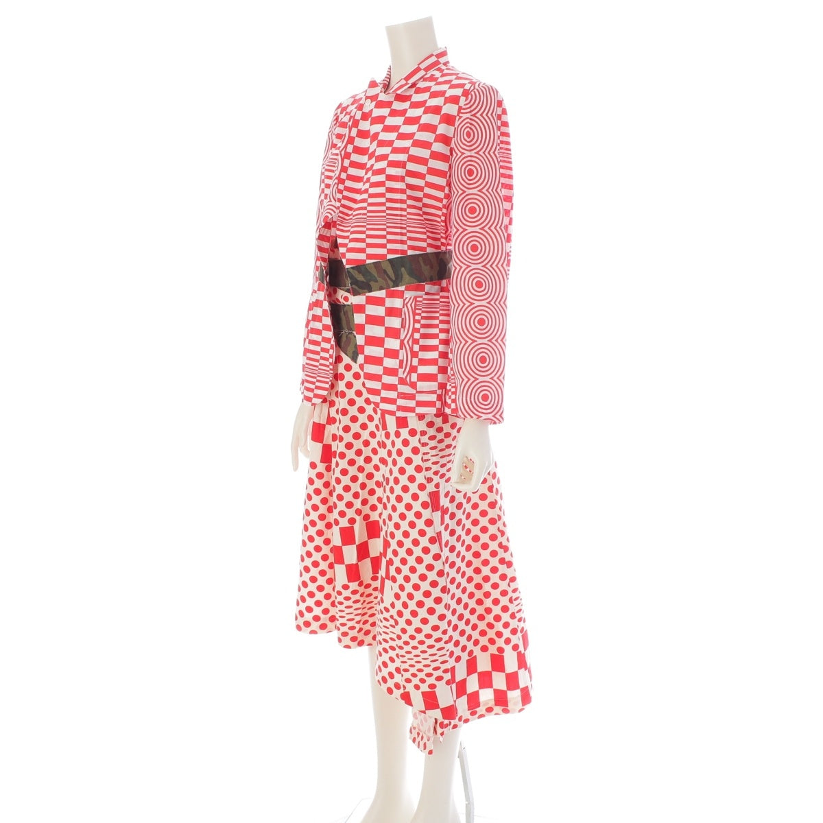 COMME des GARCONS Optical Power Cotton Military Jacket Skirt setup GS-10040S GJ-10052S Red S