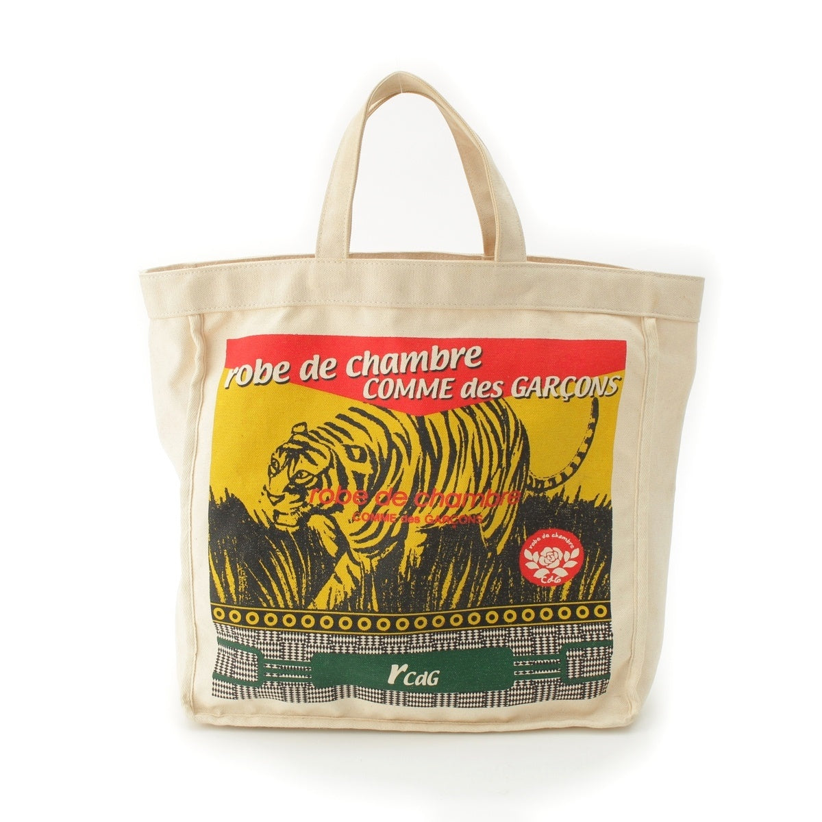 robe de chambre COMME des GARCONS Cotton canvas Tiger Print Tote Bag RC-K202 multicolor