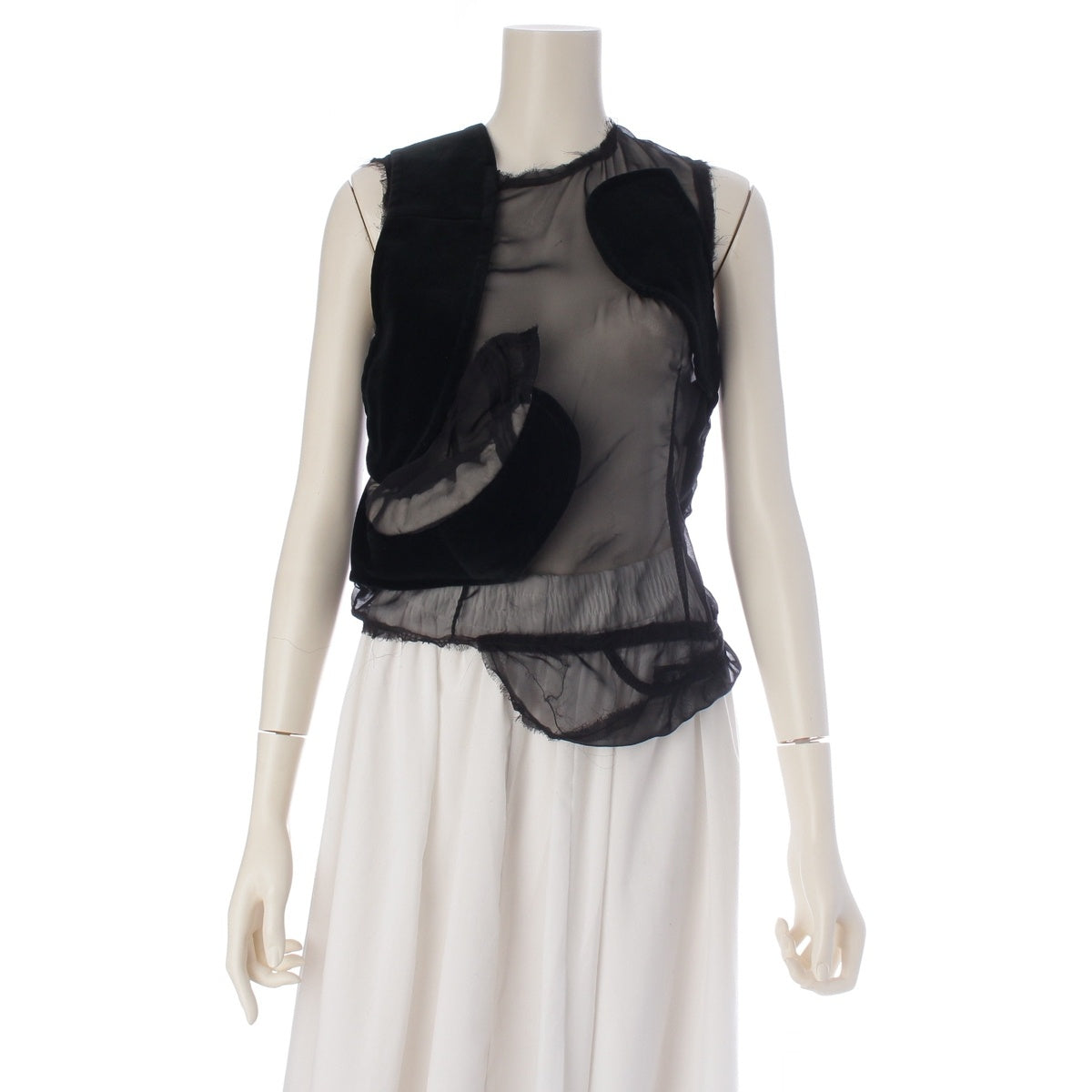 COMME des GARCONS polyester Sheer velour tops GE-B003 black XS