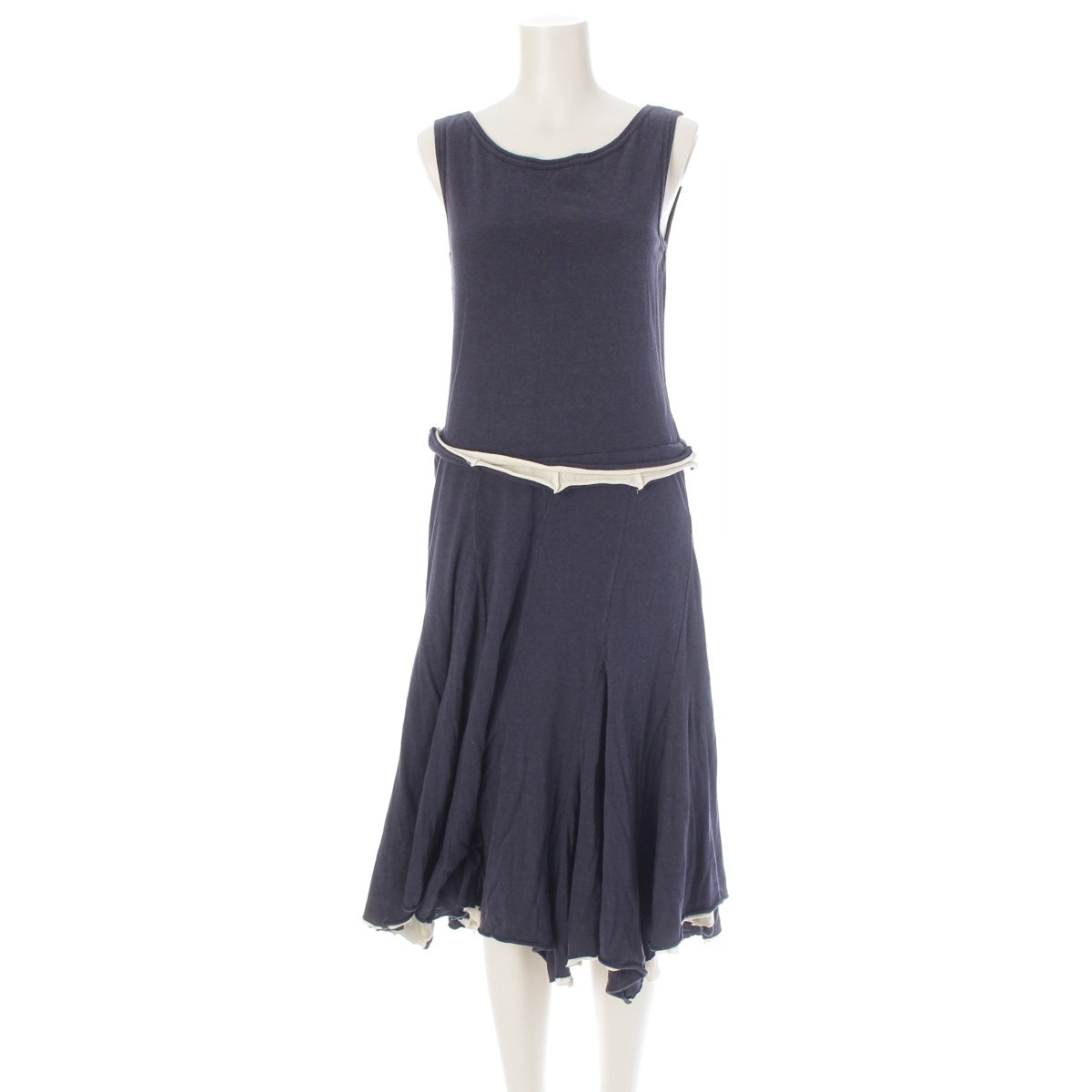 COMME des GARCONS Sleeveless, cut-off design, long one piece dress GT-100050 Navy F