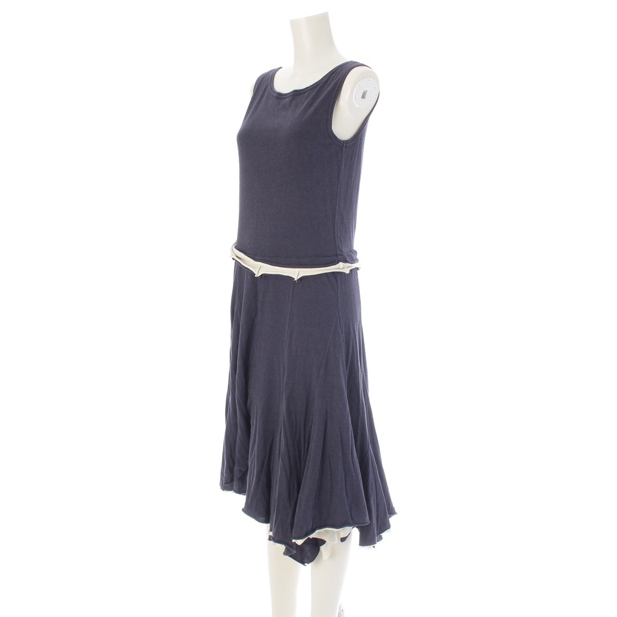 COMME des GARCONS Sleeveless, cut-off design, long one piece dress GT-100050 Navy F