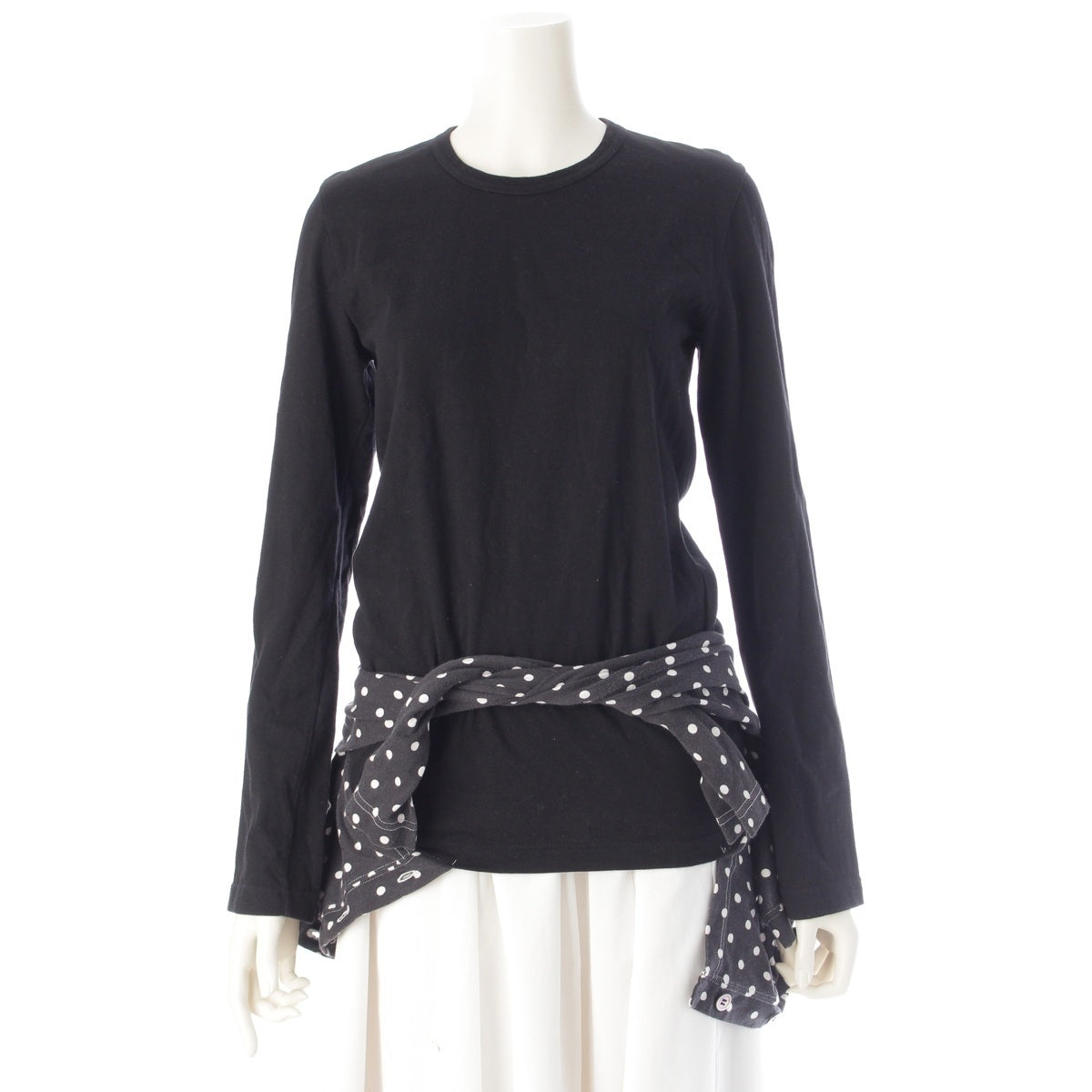 COMME des GARCONS cotton Docking dot long T-shirt cut and sew cardigan tops black XS
