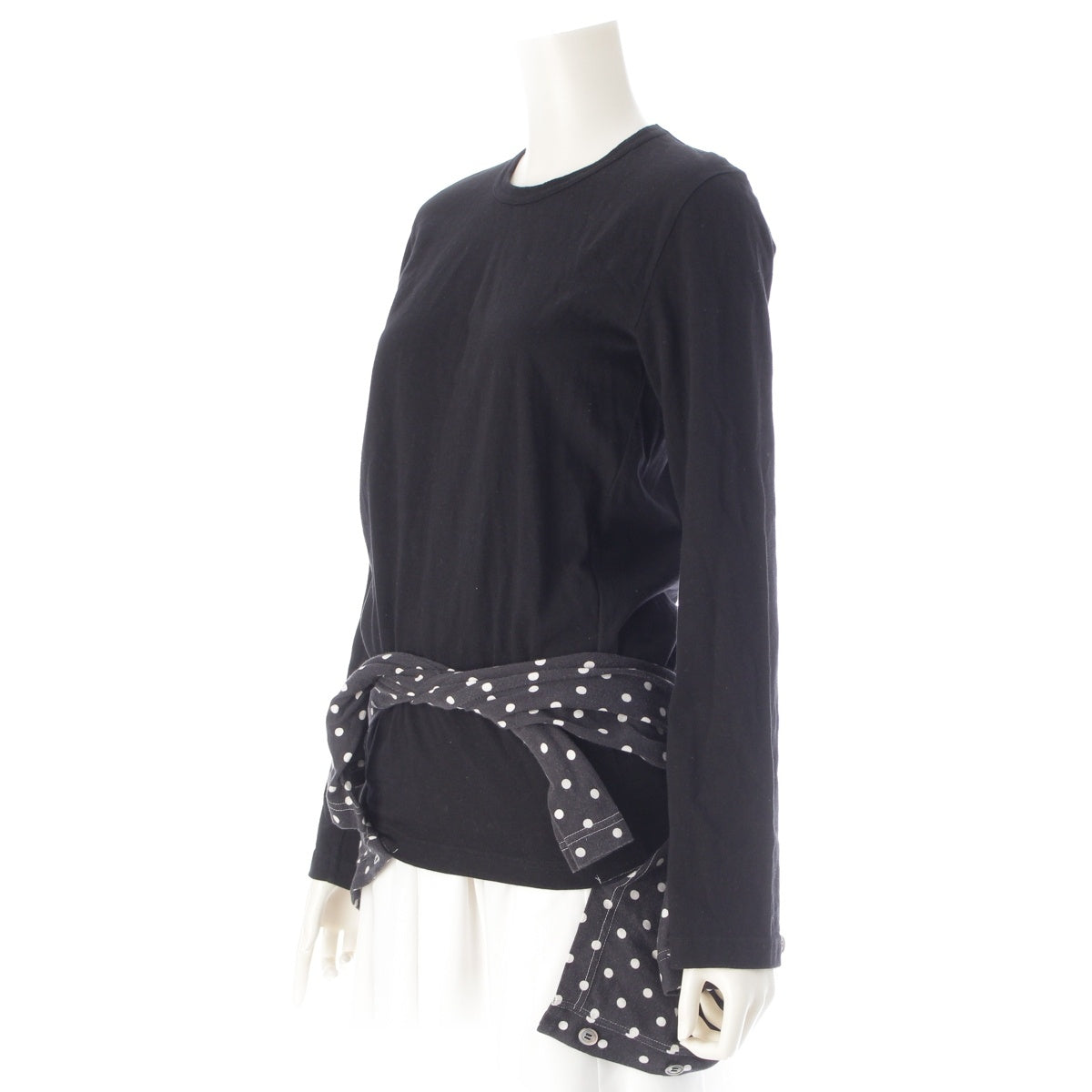 COMME des GARCONS cotton Docking dot long T-shirt cut and sew cardigan tops black XS