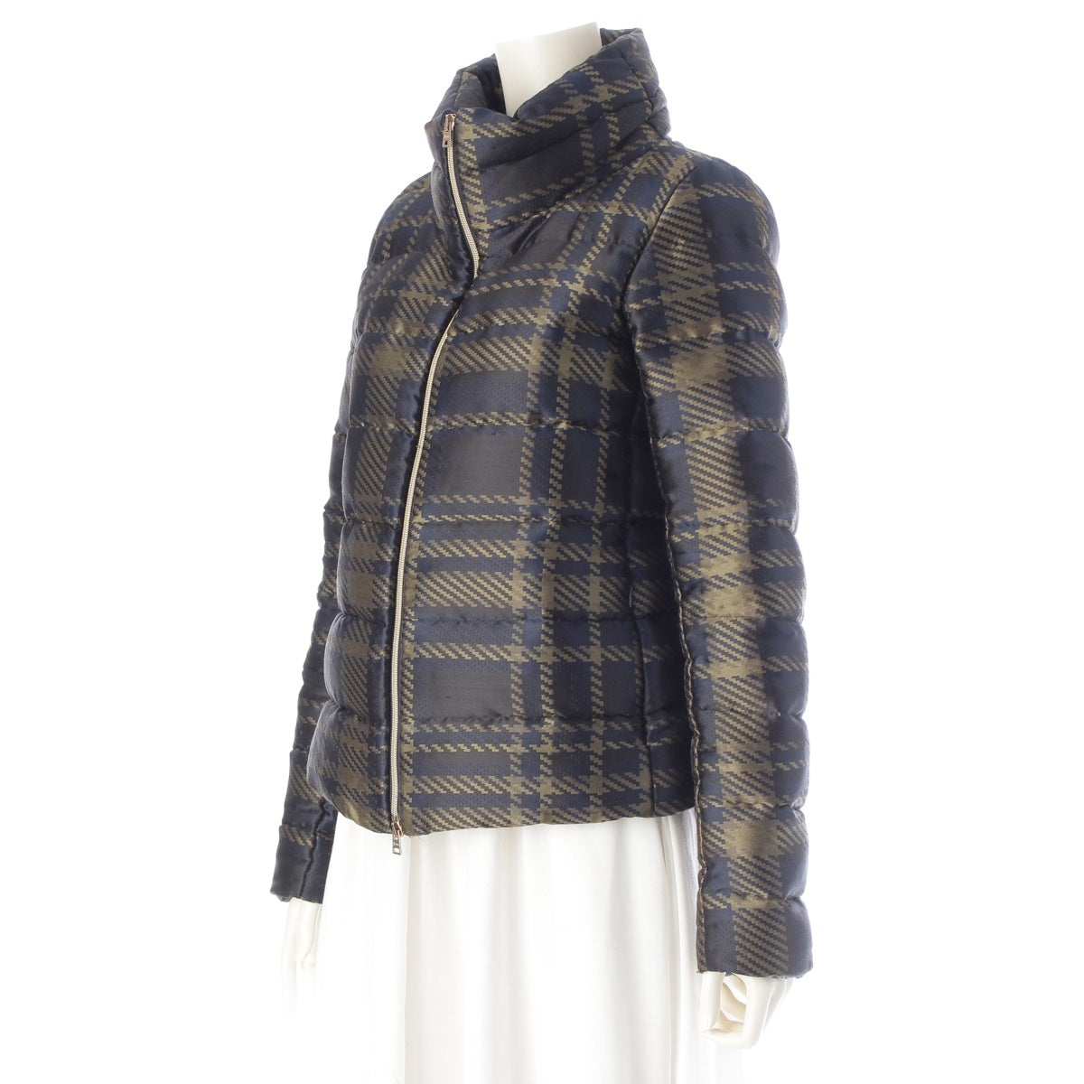 Herno check Down jacket PI0714D Khaki Black Blue 42