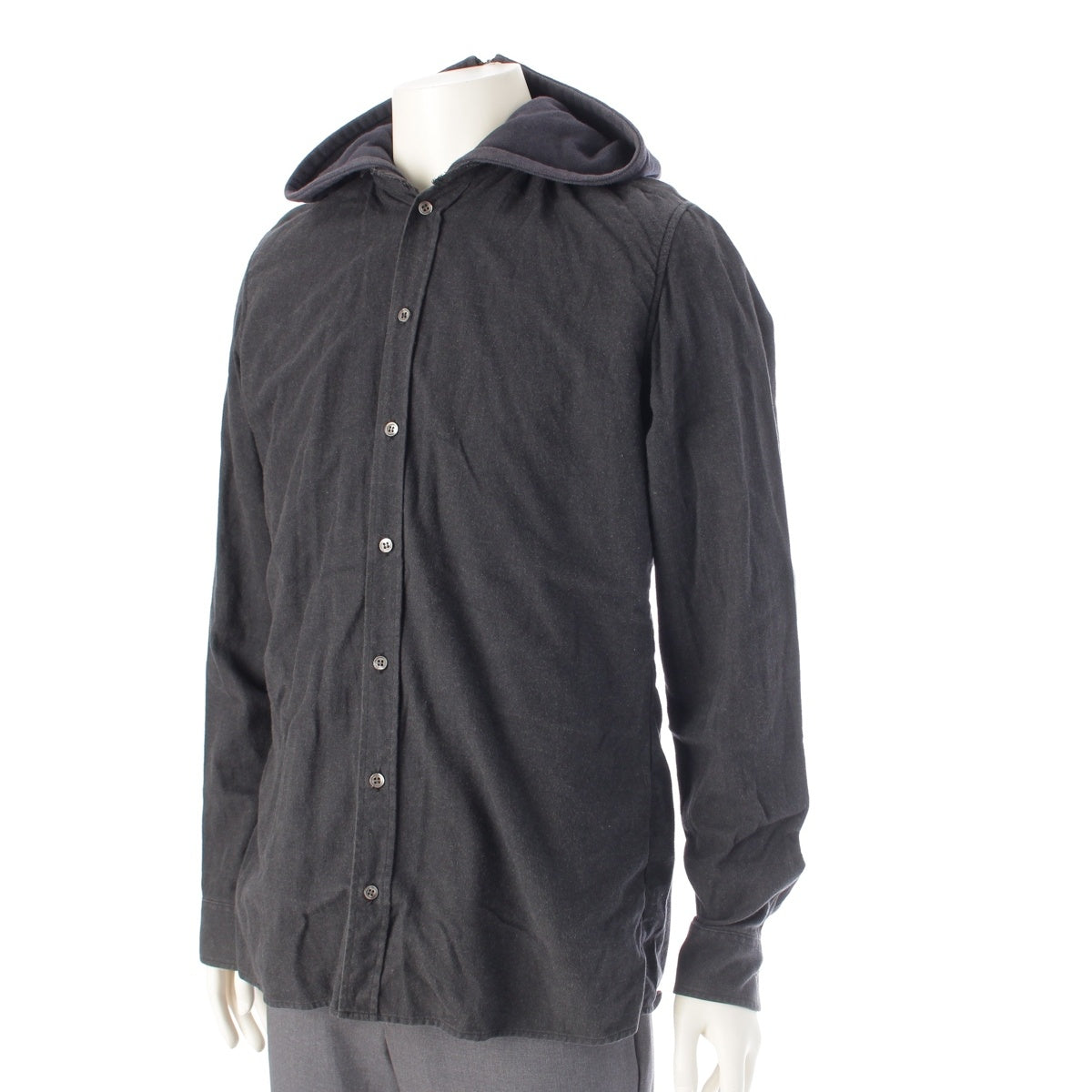 RAF SIMONS cotton Virginia Creeper Long sleeve shirt Docking Hoodie Fade Black Gray 48