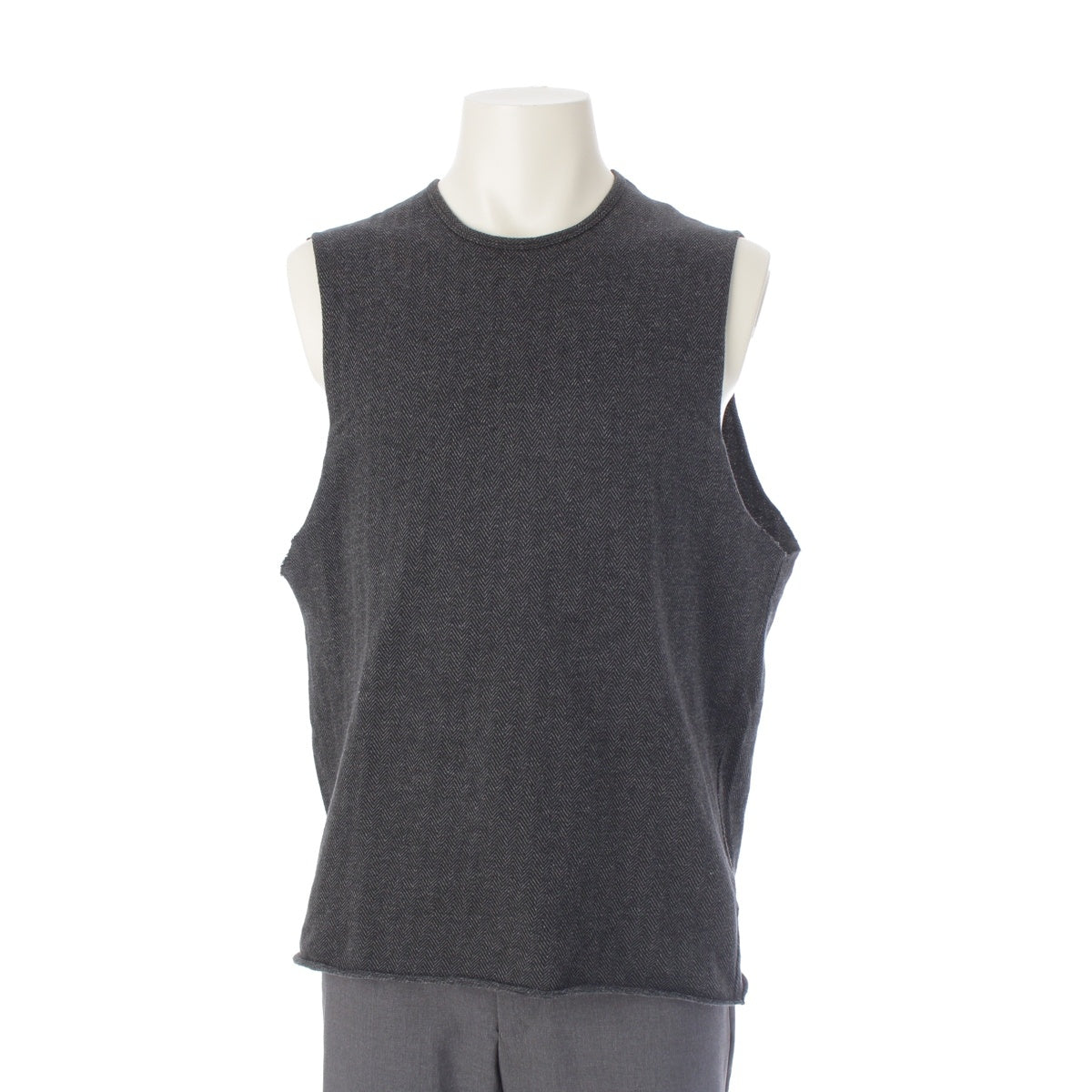 RAF SIMONS cotton Herringbone Cutout Sleeveless tops Gray 48