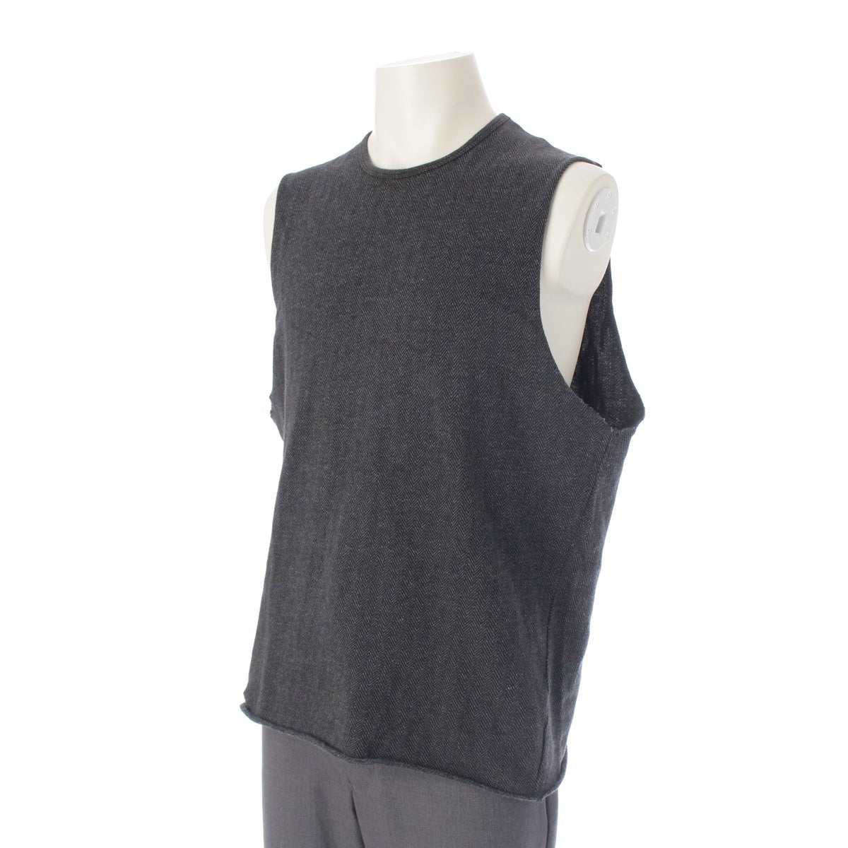 RAF SIMONS cotton Herringbone Cutout Sleeveless tops Gray 48