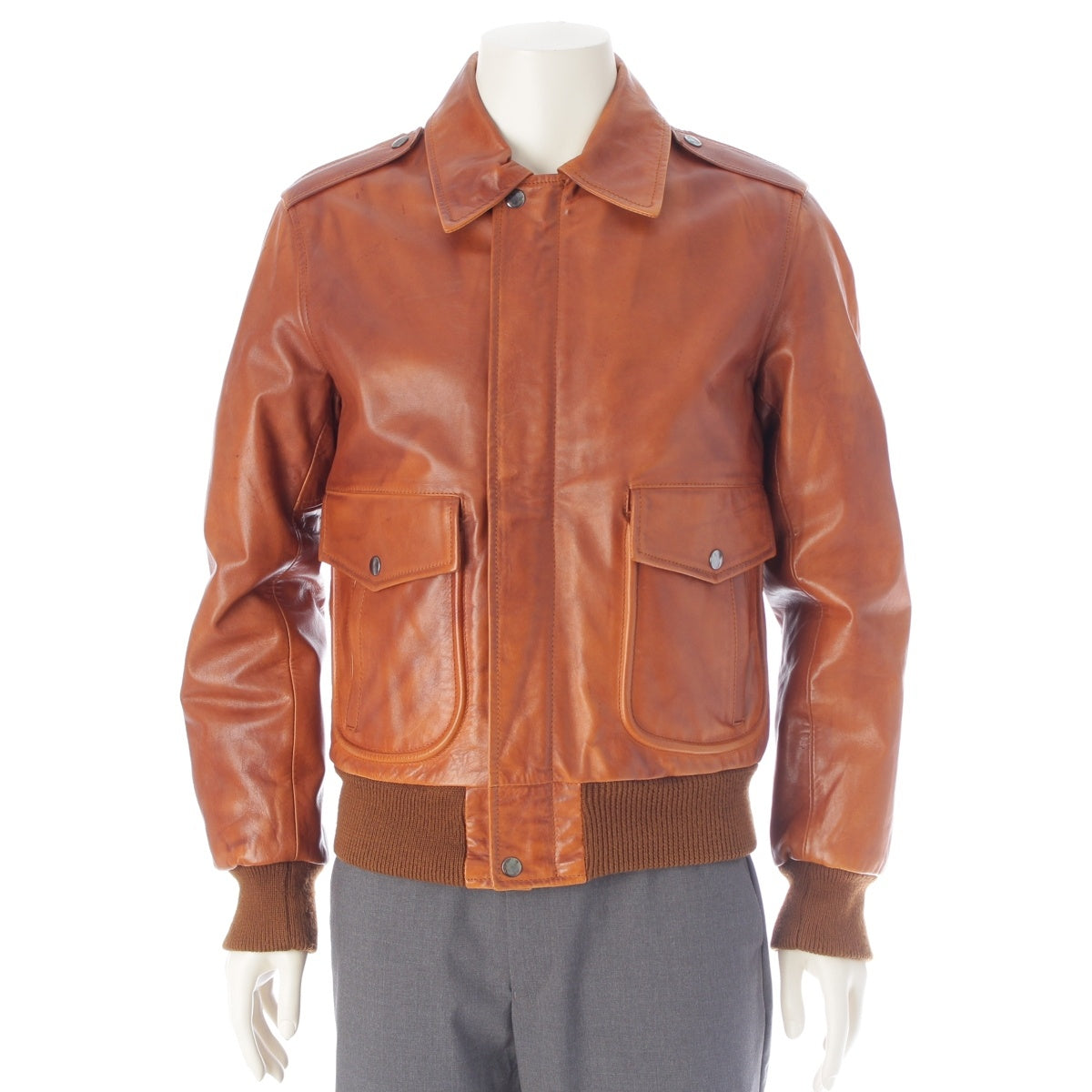 Maison Margiela leather ⑩ A-2 Aviator Flight Jacket Brown 44