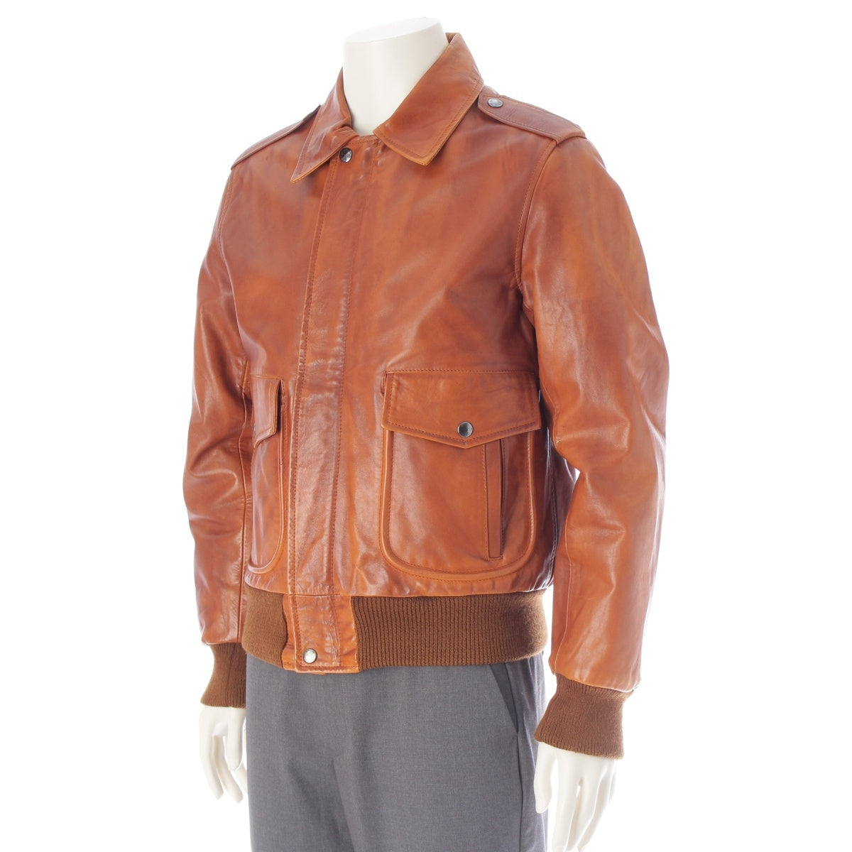 Maison Margiela leather ⑩ A-2 Aviator Flight Jacket Brown 44