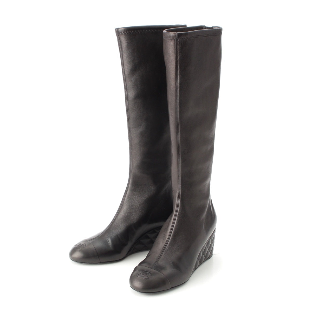 CHANEL leather Métiers d'Art Collection Long boots shoes G46563 black 38C