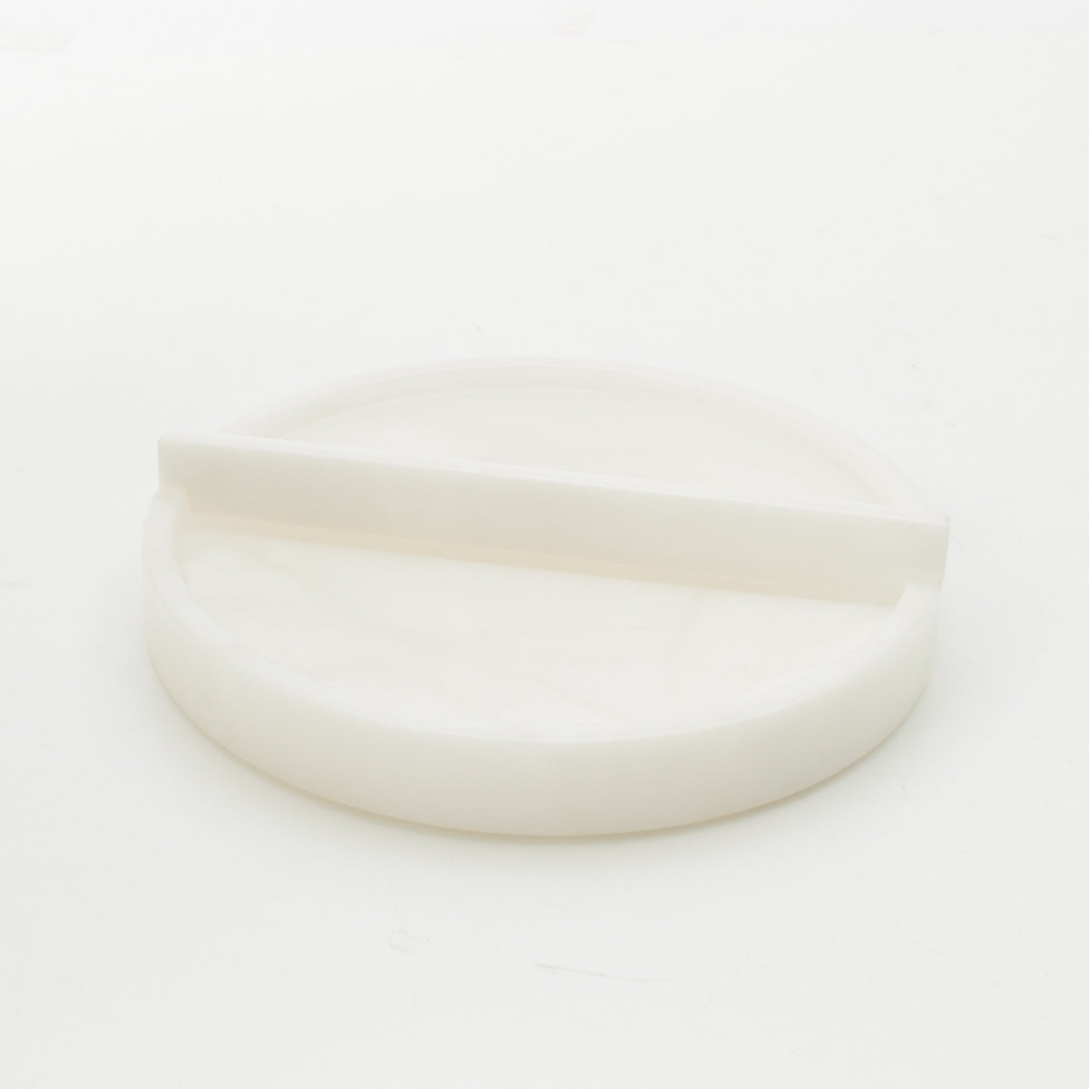 HERMES Alabaster Vidpoche Arianne PM Round Tray interior white